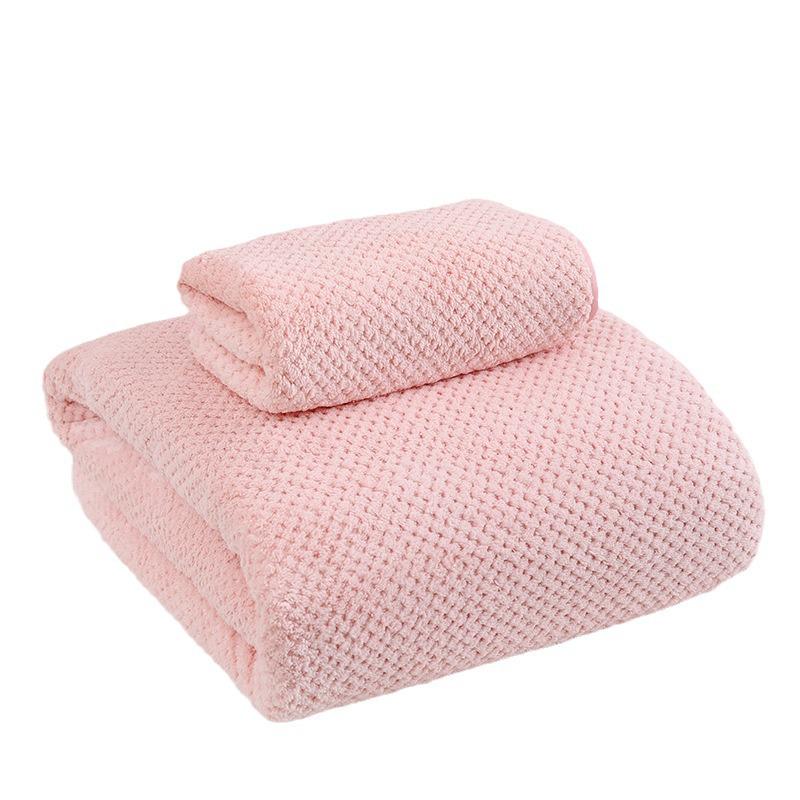 Merbau Coral Fleece Bath Towel Set - Includes 3 Thick, Soft, Quick-Drying Towels; Softer Than Cotton, Perfect for Beach or Bath.