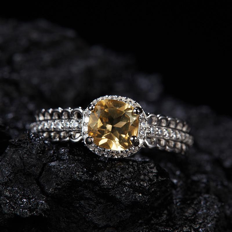 Original Design Does Not Fade Niche High Sense S925 Sterling Silver 18K Natural Citrine Lucky Treasure Ring Women