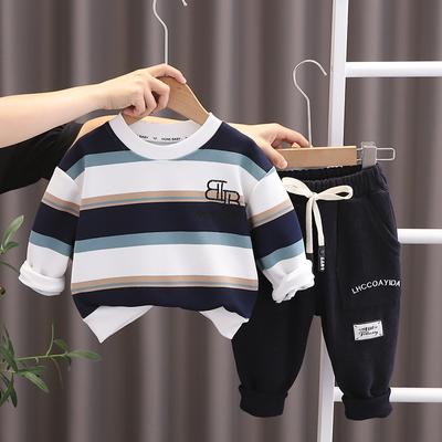 Autumn Spring Christmas Outfit Casual Striped Long Sleeve T-shirts and Pants Two Piece Set Baby Boy Clothes Sets