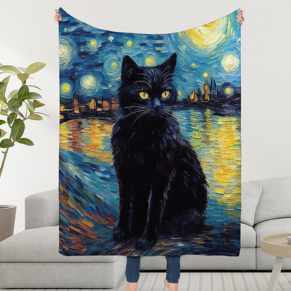 Blanket Throw And The Super Cosy Plush Living Cat Night Starry Room Sofa Couch Childish Birthday Gifts