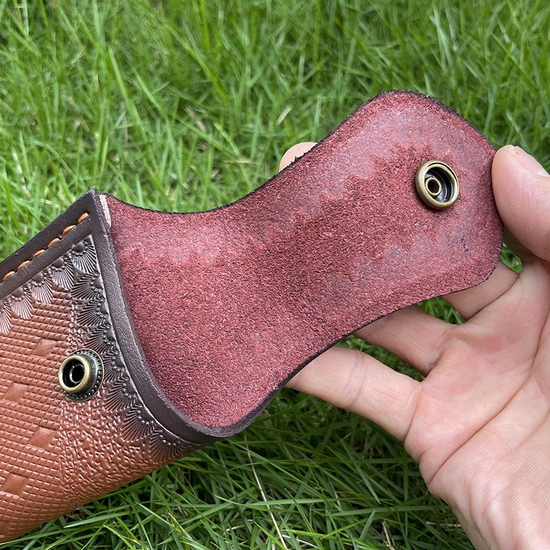 16 CM Foling Knife Holder Embossed Cowhide Scabbard Pocket  Knife Cover Leather Sheath Case  Camping Knife Holsters Belt Buckle