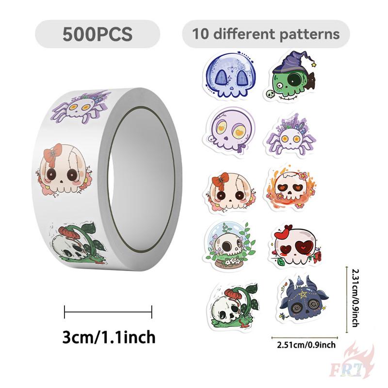 500Pcs/Roll Groovy Skull Kids Rewards Stickers - DIY Scrapbooks Album Decor Sealing Label Decals