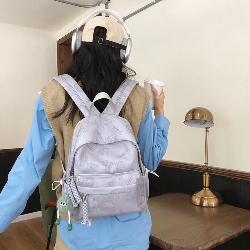 New Arrival Bear Pattern Dual Shoulder Bag Spacious And Versatile Bookbag For Travel Cartoon Anime Design Breathable Air Cushion Straps