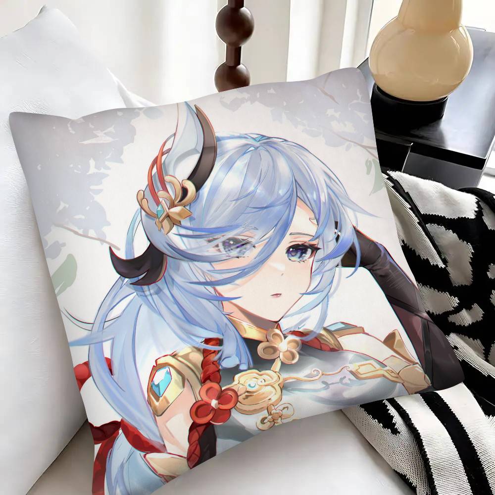 Game Anime Genshin Impact Shenhe Pillow Case Fashion Square Pillowcase Bedroom Sofa Room Ins Decoration Leisure
