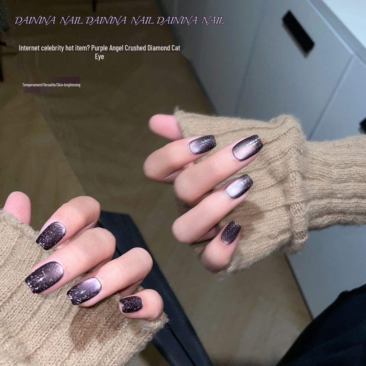 

Purple Angel Crushed Diamond Cat Eye Gel Polish for Handmade Press-on Nail Art