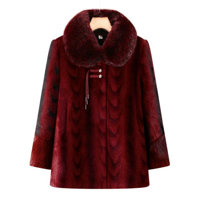New Mink Fur Coat with Winter Fur and Noble Faux Fur Women's Cotton Coat