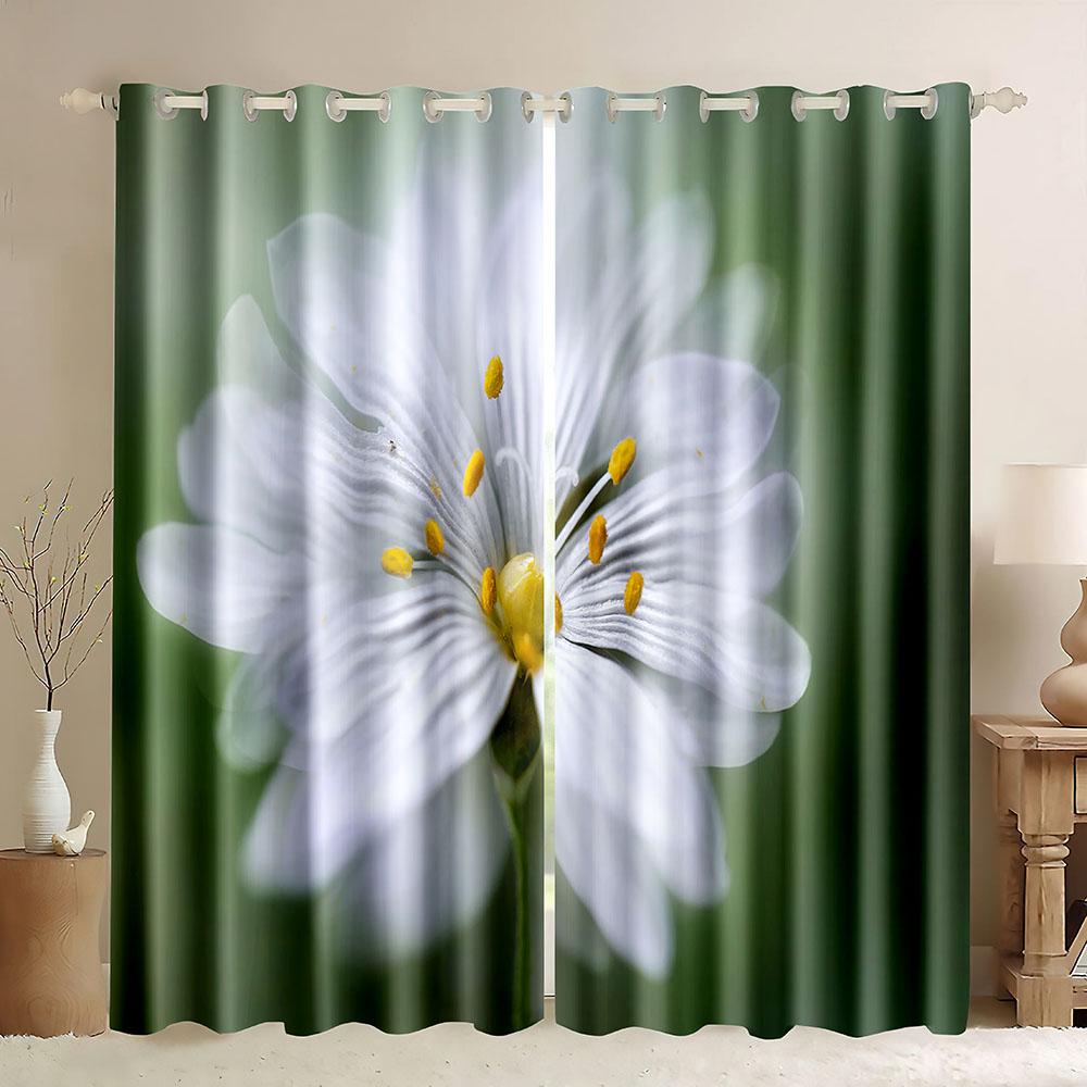 Planet Fenstergardinen Frühlingsgänseblümchen 3D-Druck Verdunkelungsvorhänge Buntes Blumenmuster Naturkunst für Heimdekoration