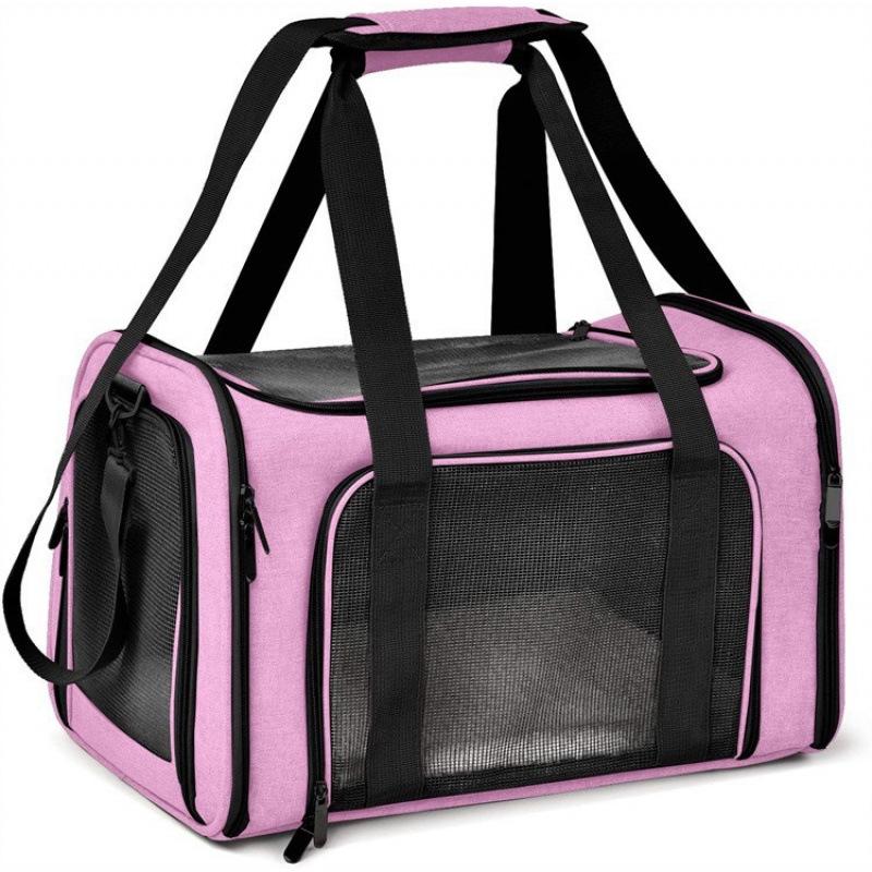 

Portable & Breathable Foldable Pet Carrier for Cats & Small Dogs - Lightweight Travel Bag with Large Capacity Small S (40x25x25 cm) розовый