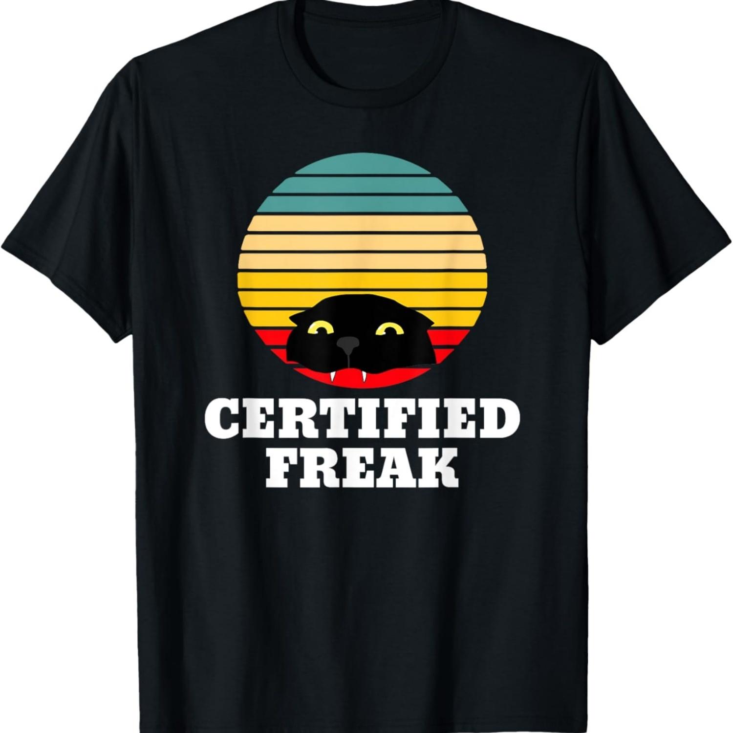 Certified Freak Funny Cat Meme T-Shirt for Men Women S чёрный