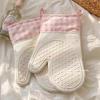 ZISIZ Korean Style Pink Plaid Heat-Resistant Silicone Oven Mitt