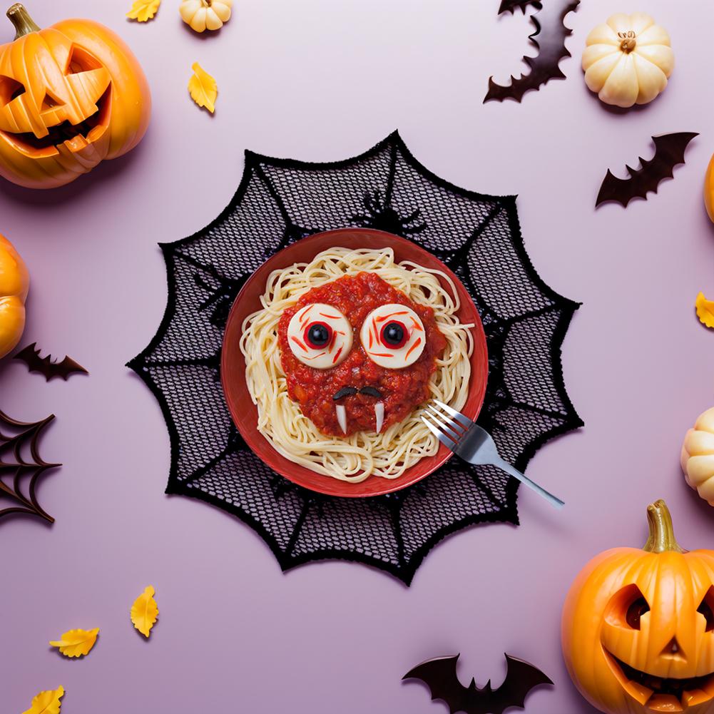 Halloweenské prostírání s pavučinou, duté podložky pod sklenice s pavučinou, prostírání odolné proti teplu, halloweenské party dekorace