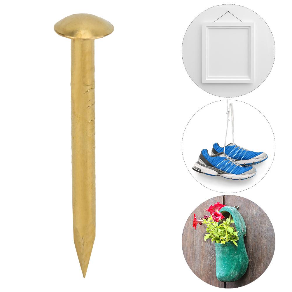 100Pcs Round Head Nail Brazen Brass Vintage DIY Craft Fastener Installation Accessories18mm Length