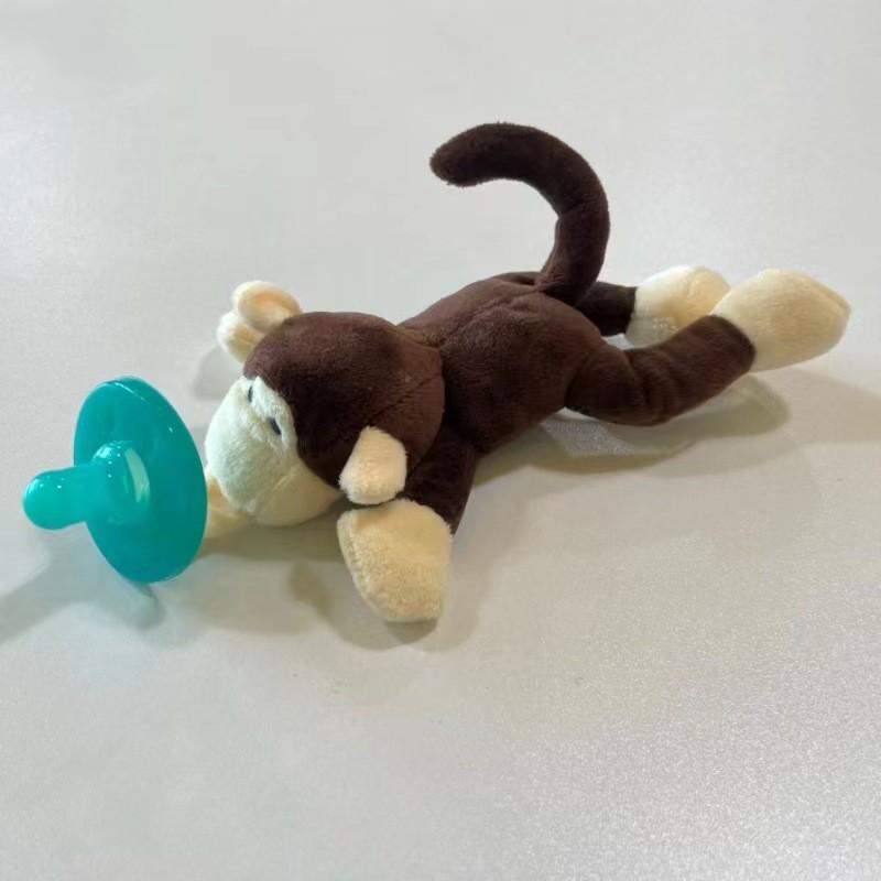 Ciuccio in Silicone con Ciondolo Animale di Peluche per Lattanti e Bambini Piccoli per Alleviare la Dentizione