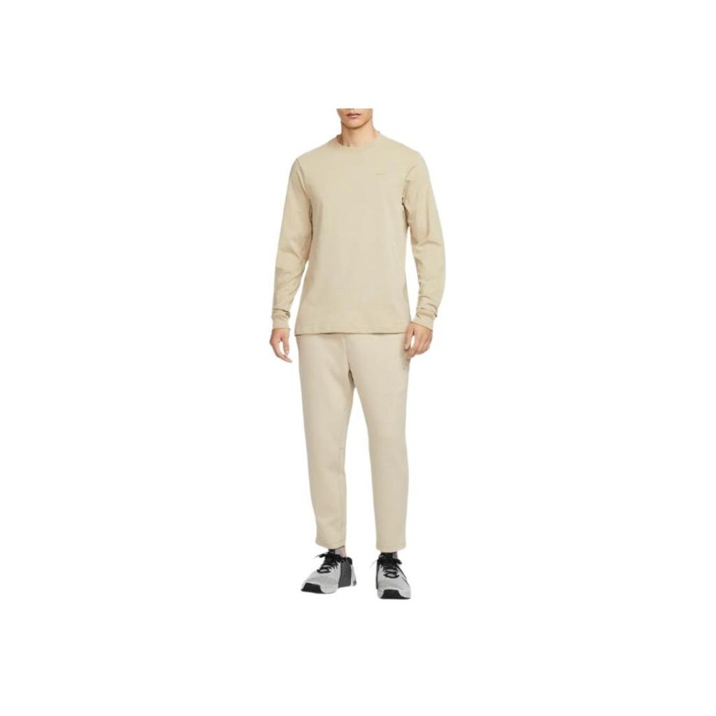 Nike Logo Long Sleeve Solid Color Crewneck Sweatshirt Men Sweatshirt Khaki FB8586-251