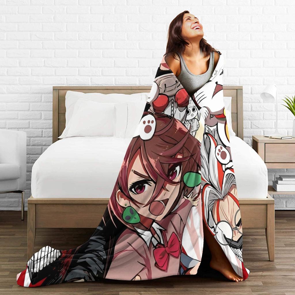 Turbo Granny Dandadan Anime Blanket Street Trend Plush Throw Blanket For Living Room Airplane Travel Flannel Bedspread Bed Cover
