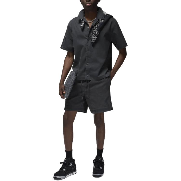 Jordan Essentials Logo Embroidered Comfortable Straight Leg Casual Shorts Men Shorts Dark-Smoke-Gray FN6515-070
