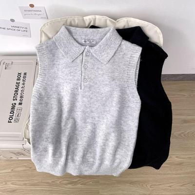 Unisex Retro Polo-Kragen Ärmellose Strickweste - Herbst/Winter Lässiger Trendiger Pullover Poncho