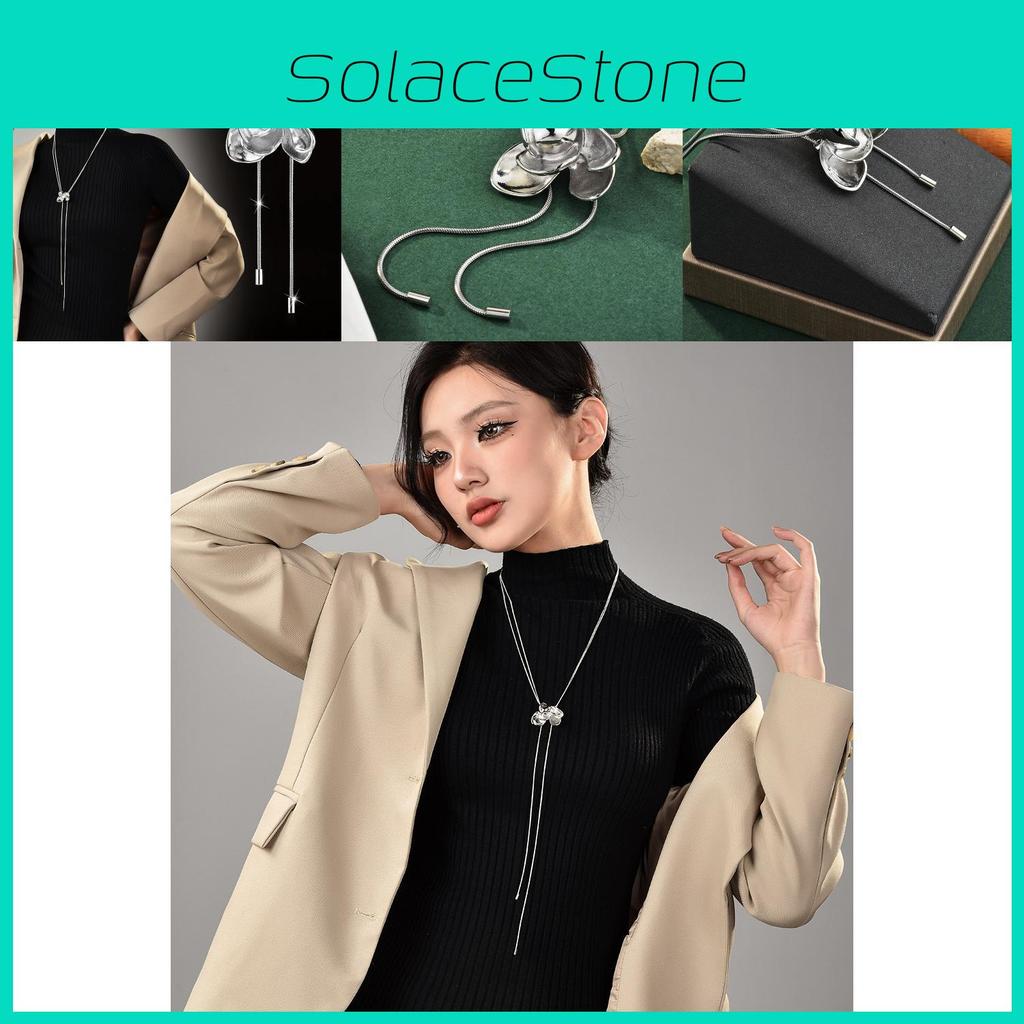 Unique Long Floral Charm Necklace With Gorgeous Gold Accent For Trendy Women