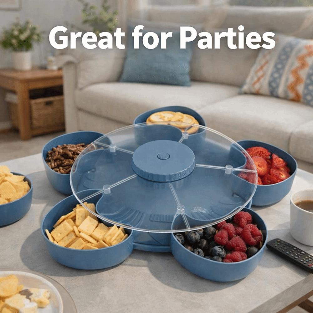 With Lid Rotating Snack Tray Multi-compartment Spinning Compartment Platter  Kitchen