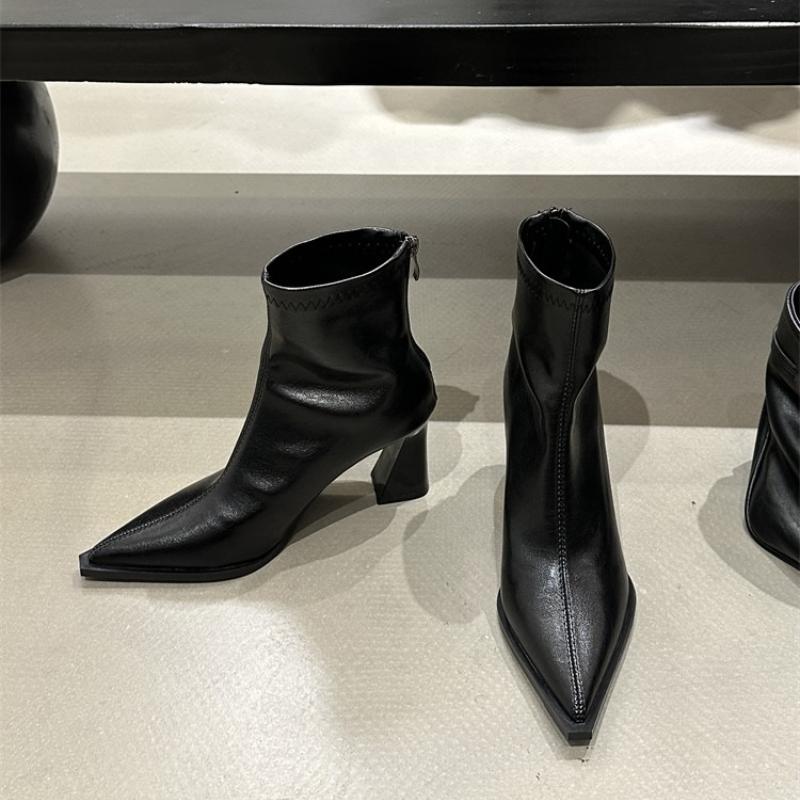 Fashion Pointed Toe Thick Heel Women Ankle Boots Street Style Banquet Party Dress Short Botas Autumn Winter Women'S Shoes