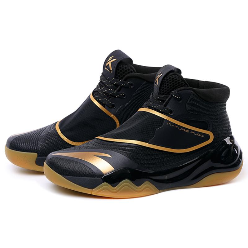Anta KT6 Thompson Cushioning Anti-Slip And Wear-Resistant High-Top Basketball Shoes Black Gold Sneakers 112131101-2
