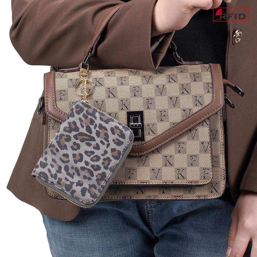 New Leopard Print Short Change Bag Hanging Bag, Women's Multi-functional Coin Storage Bag, RFID Zipper Card Bag.