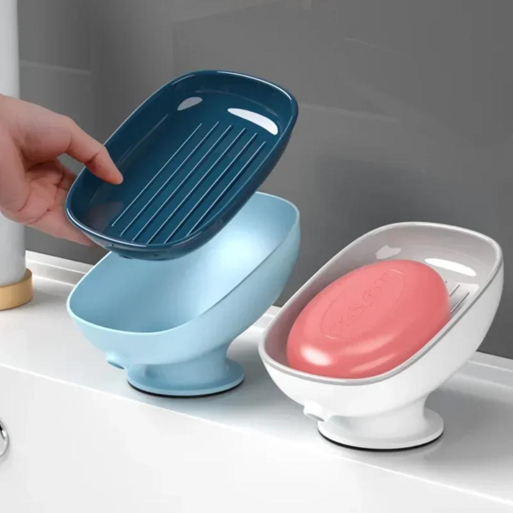 Super Suction Cup Soap Dish with drain water For Bathroom Soap Holder Kithn Sponge Holder Soap container Bathroom Supplies