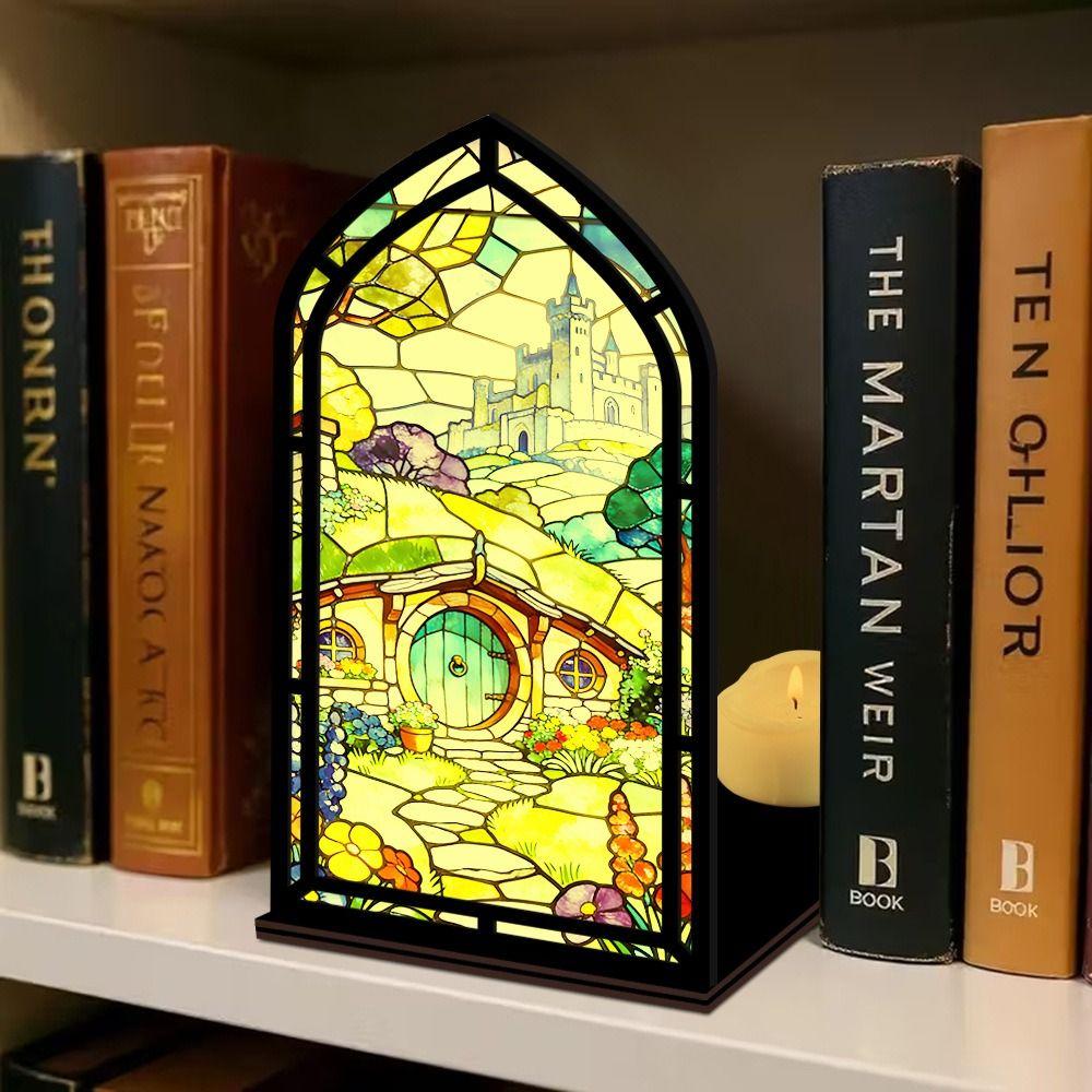 Acrylic Book Nook Gothic Arch Design Light-transmitting Table Setting Candle Holder  Home Decor