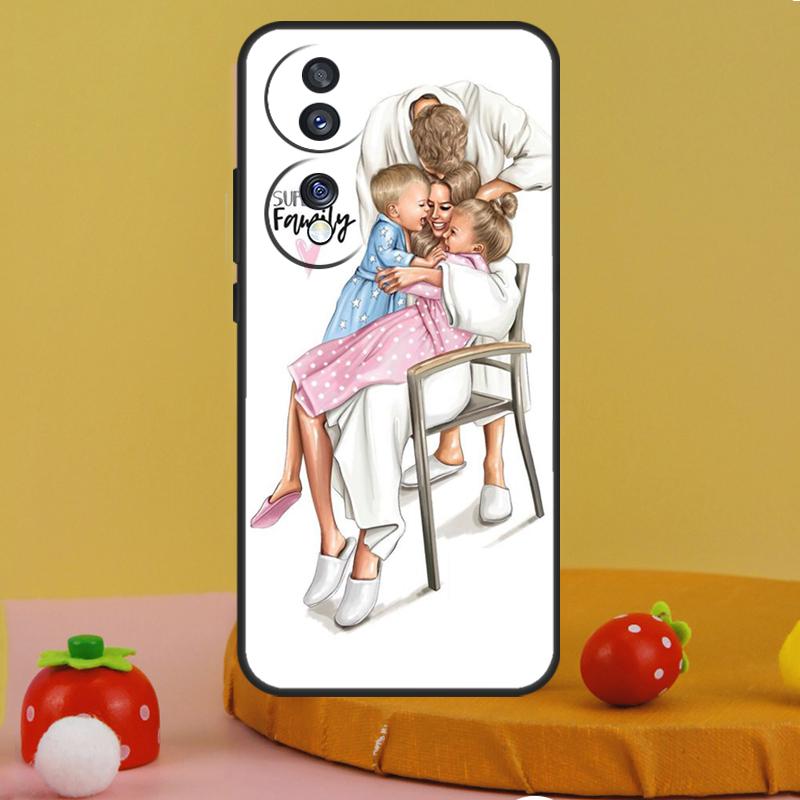 Black Brown Hair Baby Mom Girl Queen Case For Honor 200 Pro X9a X9c X8a X7a X6a X7 X8 X9 X8b X9b 50 70 90 Magic 5 6 Lite Cover