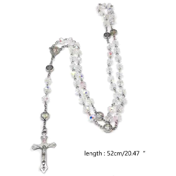 Catholic Necklace for Women Cross Charm Long Chain Christian Amulet Necklaces