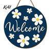 Wooden Sign Gift for Friends Daisy Welcome Front Door, Rustic Farmhouse Hanging Wall Decor Ornament Living Room with Hemp Rope, Wood Plaque