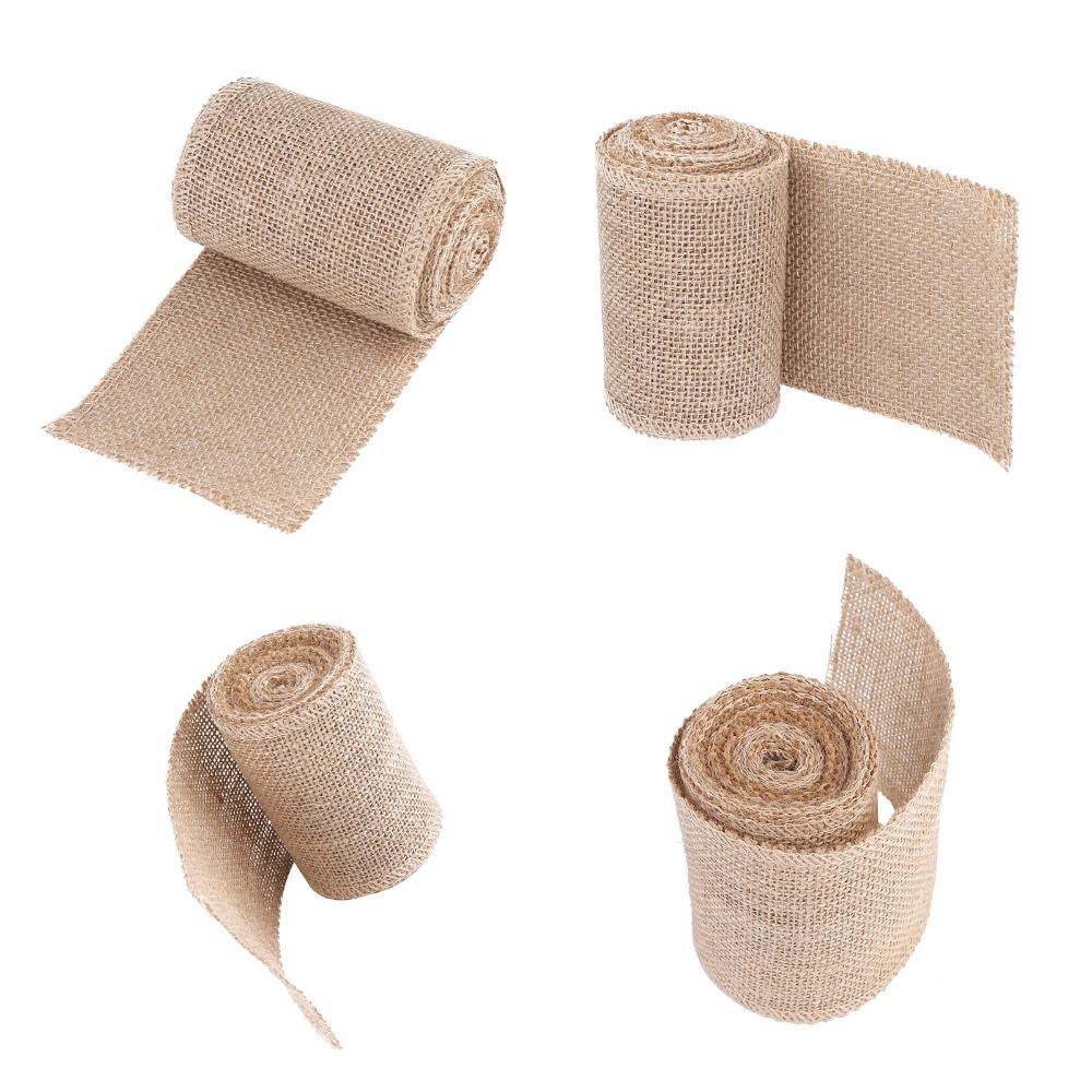 Webbing Yellow Burlap Roll Wired Edge 3Meter Hessian Roll Hessian Fabric Gift Wrapping