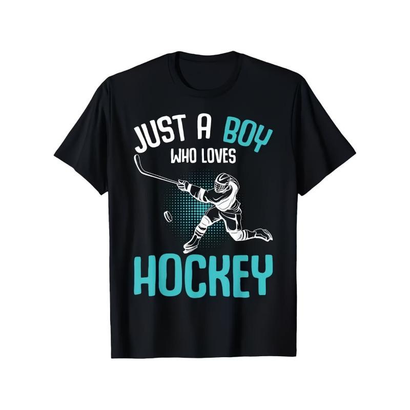Junge, der Hockey liebt, Grafik-T-Shirt, Sommer-Kurzarm-T-Shirt für Kinder, Tägliches Lässiges Sport-Kinderkleidung, Oberteile, Kinderkleidung