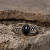 Vintage 925 Sterling Copper Ring Natural Black Onyx Ring Oval Round Stone Retro Fine Zircon Gift Sun Shaped For Women Men