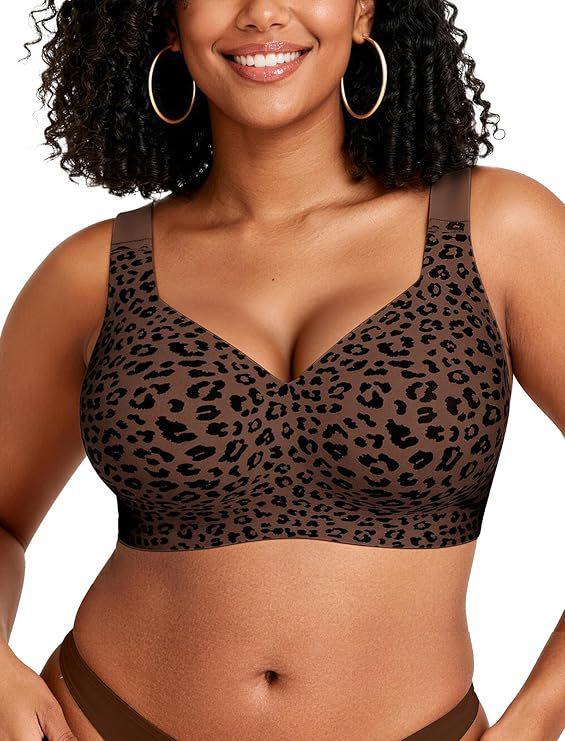 OEAK Women's Plus Size Seamless Wireless Supportive Jelly Bra