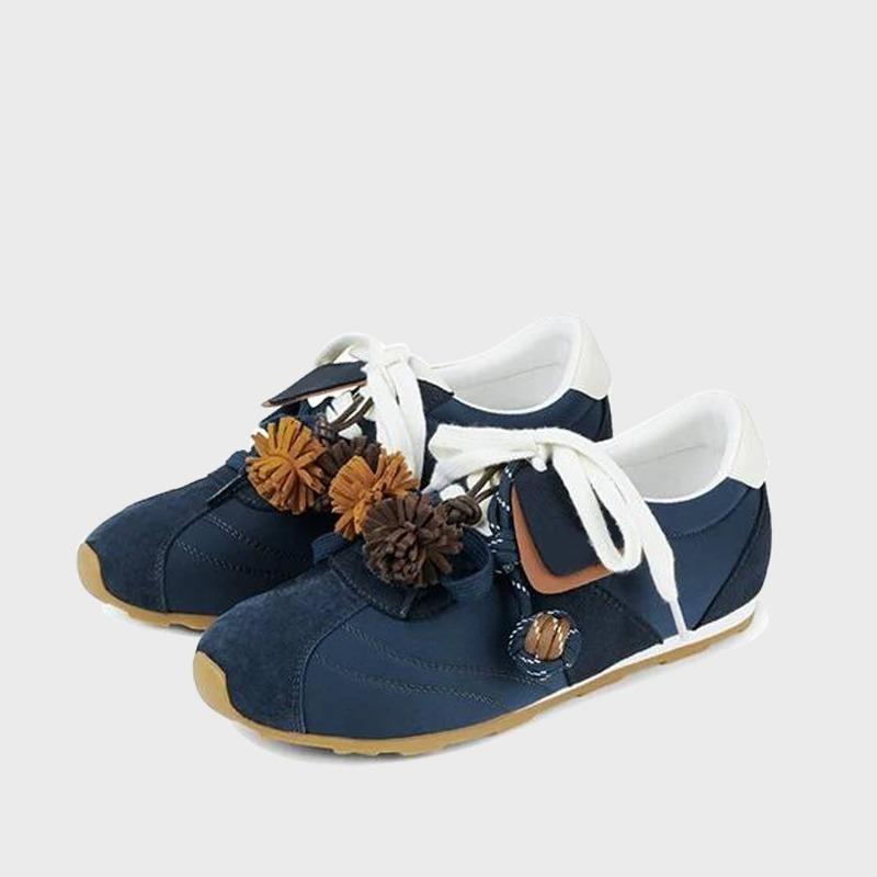 

Women s autumn new retro color matching removable shoe flower decoration sports and leisure shoes 40