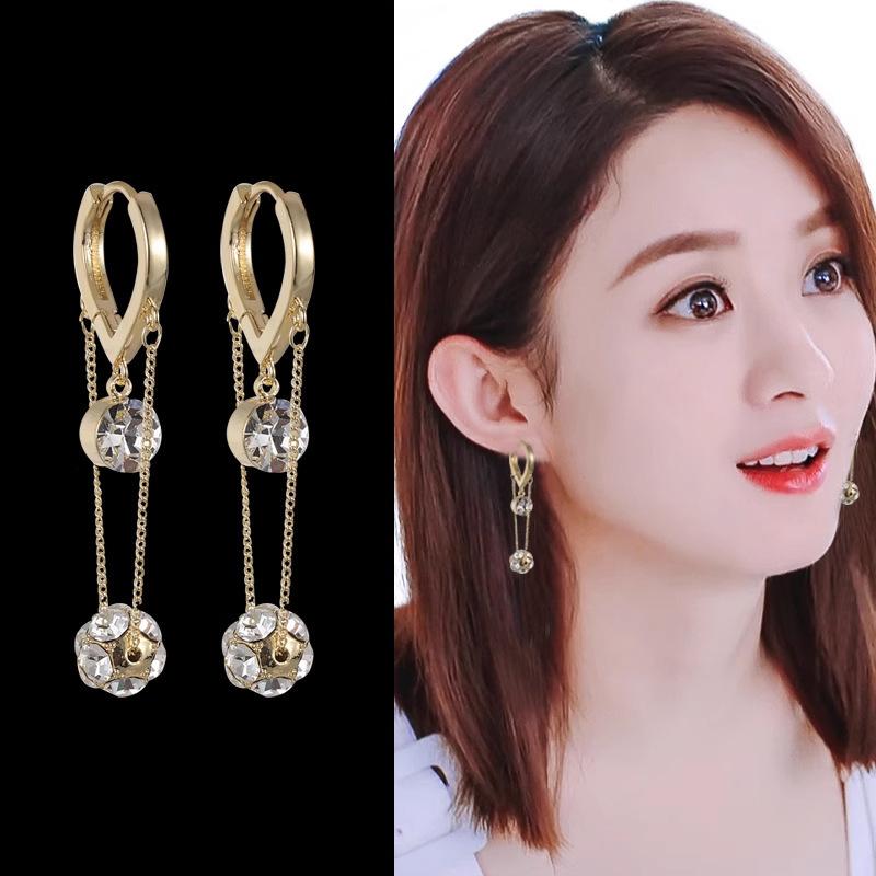 

New trendy confession balloon fashionable exquisite ear buckle, design super flash peach heart flow Su long earrings earrings women