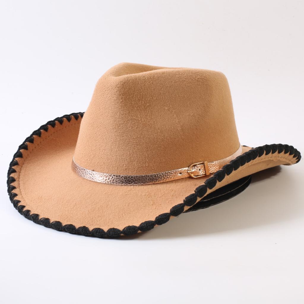 Popular European and American classic retro western cowboy hats, men's and women's fashion high-end peach heart top hats