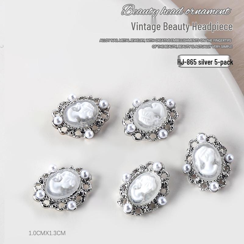 

Baroque Pearl Court-Style Nail Art Jewelry Set with Rhinestones (5-Piece)