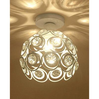 Metal Dual Ring Crystal Flush Mount Ceiling Lamp Light, for Hallway Light Fixture Ceiling Flush Mount (Dual White Ring)
