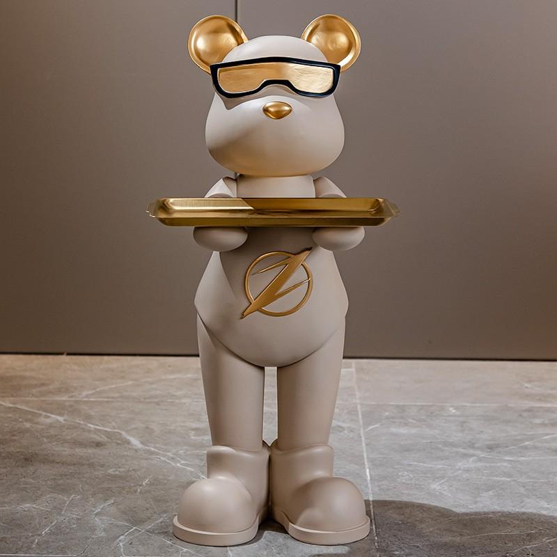 Cartoon Bear Figurines Living Room Tray Ornament Luxury Multifunctional Tissue Box Figurines Modern Home Decoration Ornament