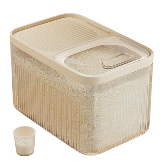 

Household Rice Bucket with Measuring Cup Large Capacity Airtight Rice Storage Container with Push-Pull Seal Cover Moisture And Insect Proof S 1pc