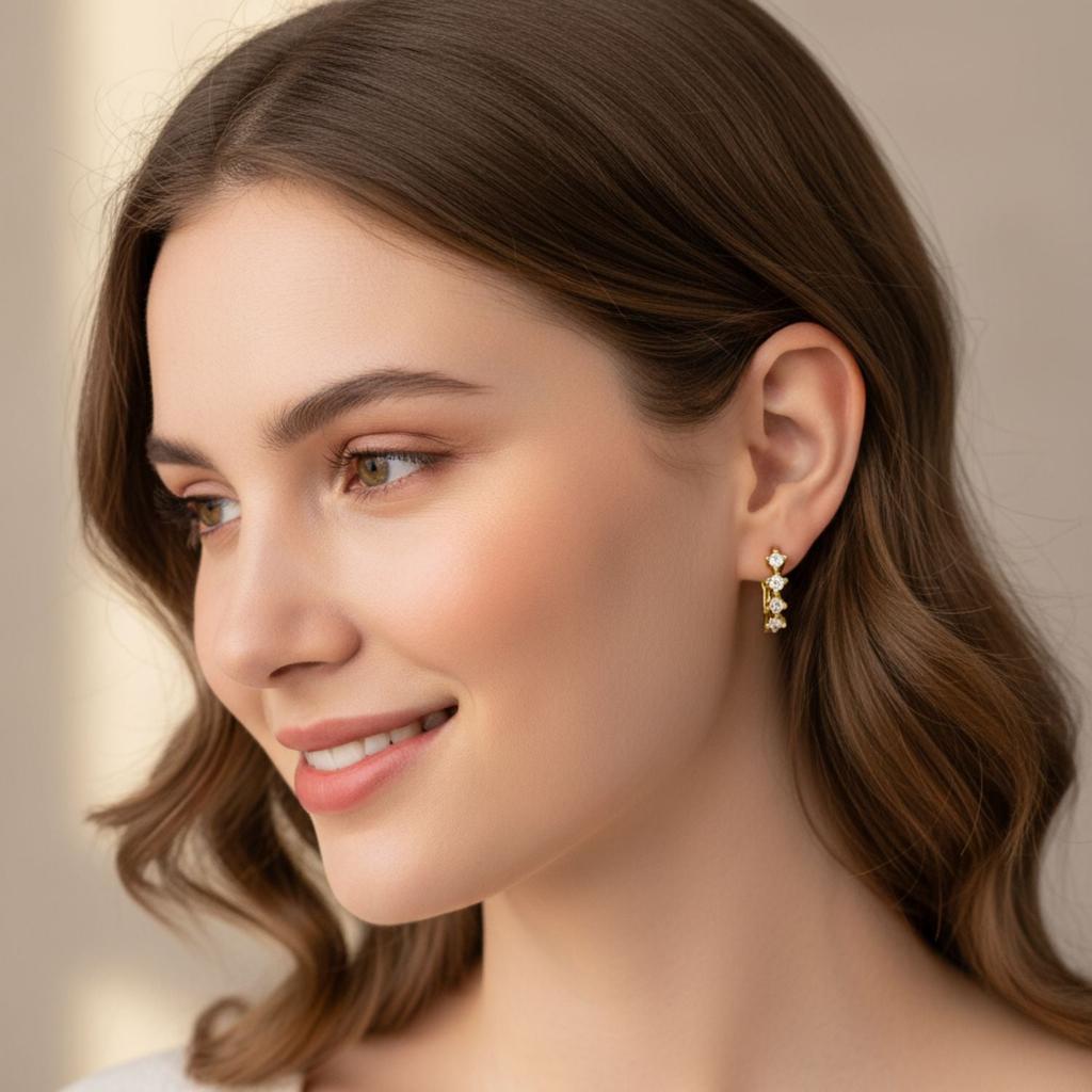 Mini Hoop Earrings - 925 Sterling Silver Yellow Plated