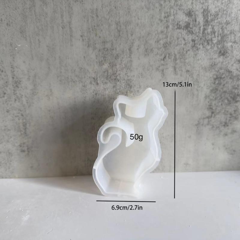 Customized Cat Candle Holder Silicone Mold Resin Decorative Candlestick Mold for Unique Resin Art Soaps and Chocolates