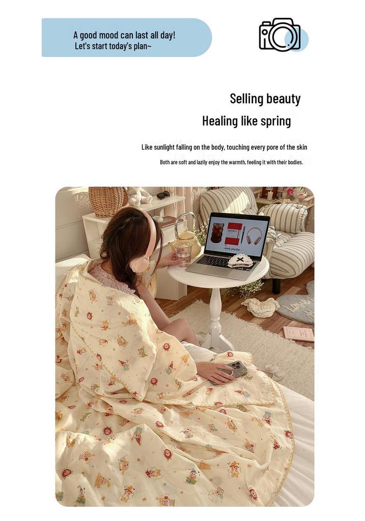 Pure Cotton Double Layer Gauze Summer Blanket for Kids and Adults