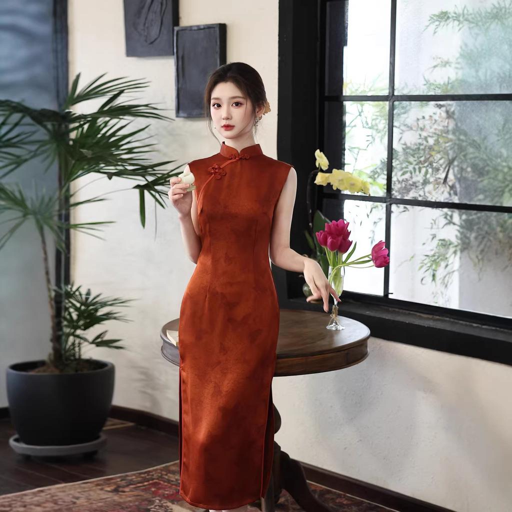 Bridal Red Chinese Engagement Dress Dress Back Door Young Sleeveless Wedding Premium Improved Cheongsam Toasting Dress