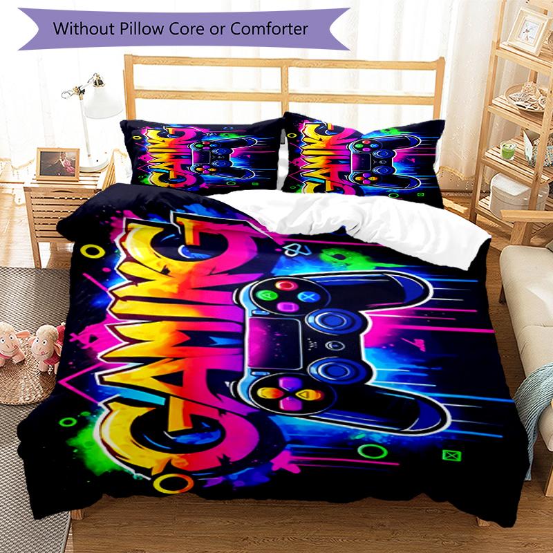 3pcs Game Controller Bedding Set Duvet Cover Closure Includes 1 Duvet Cover & 2 Pillowcases, Soft and Comfortable for All Seasons.