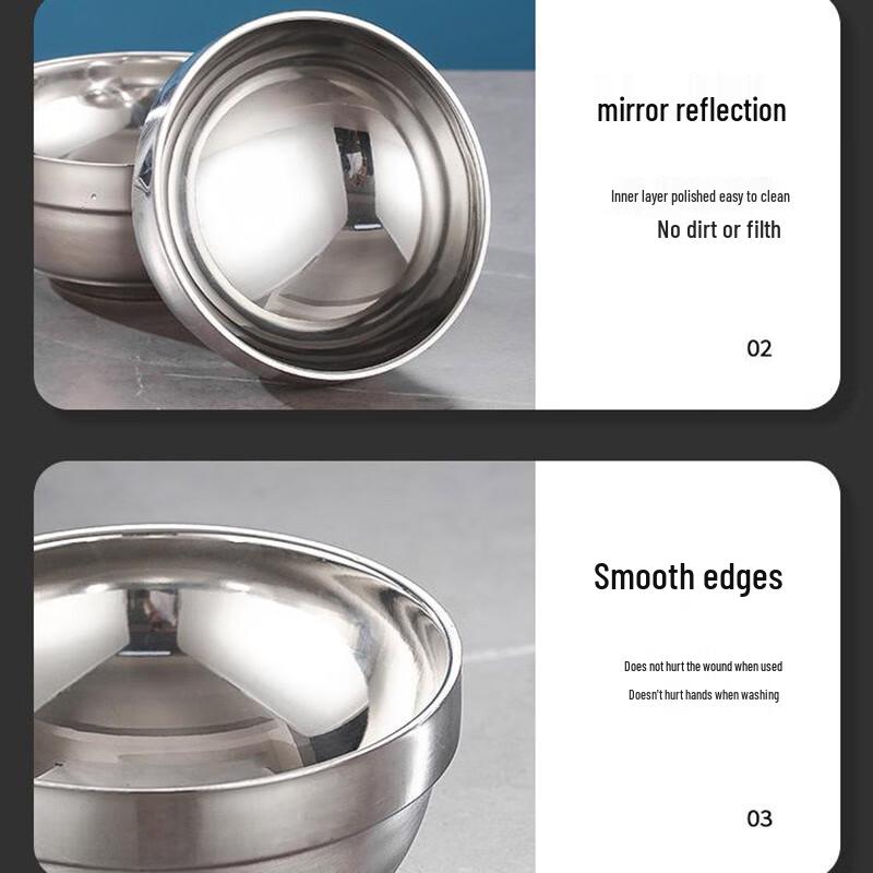 Yingbang Double-Layer Insulated 304 Stainless Steel Rice Bowl