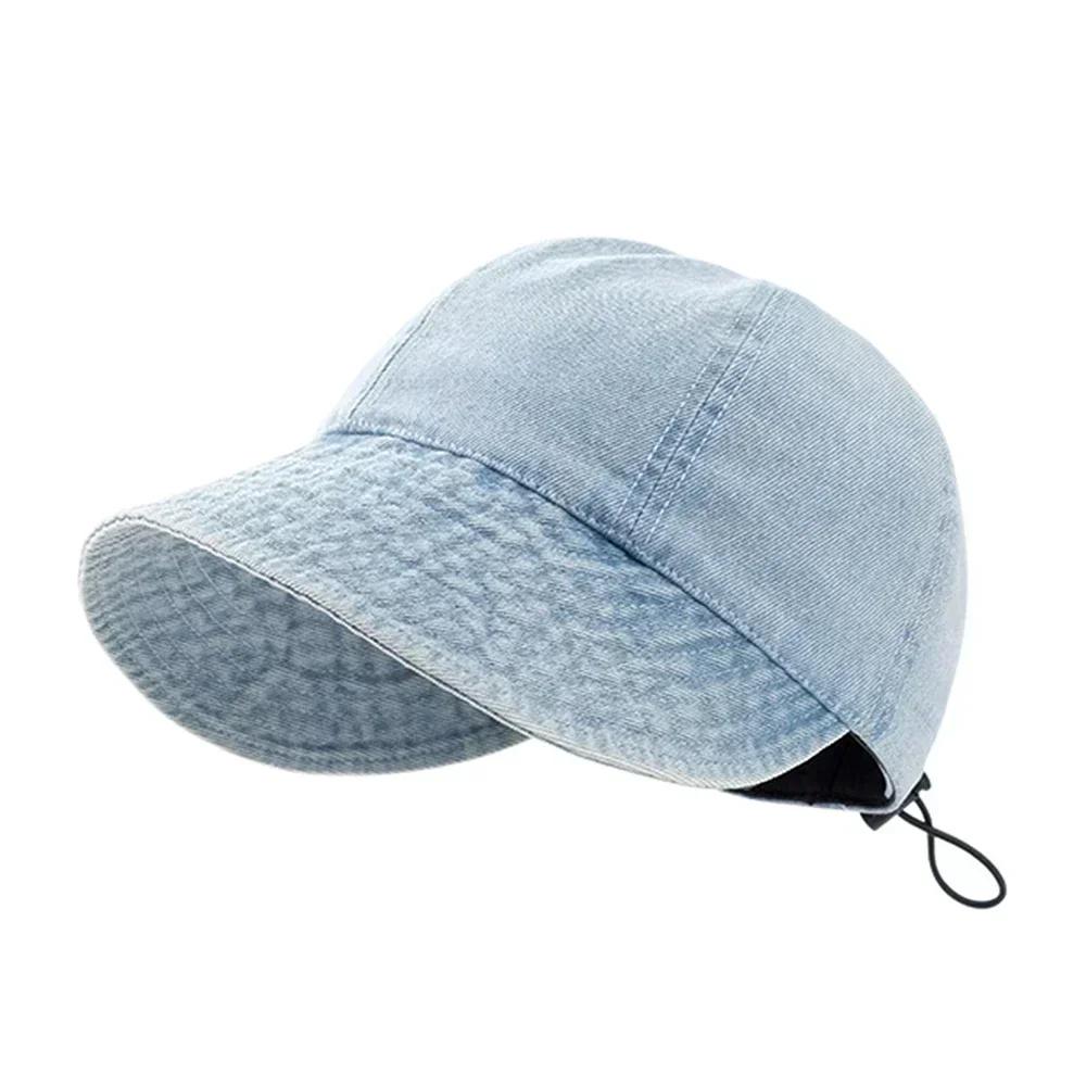COTTON Foldable Wide Brim Sun Hat Drawstring Adjustable Caps for Men Women Beach Hats Summer Quick-drying Visors Fisherman Cap