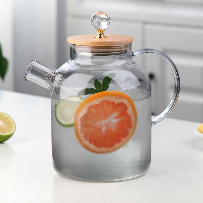 Borosilicate Glass Teapot with Bamboo Lid for Hot & Cold Drinks